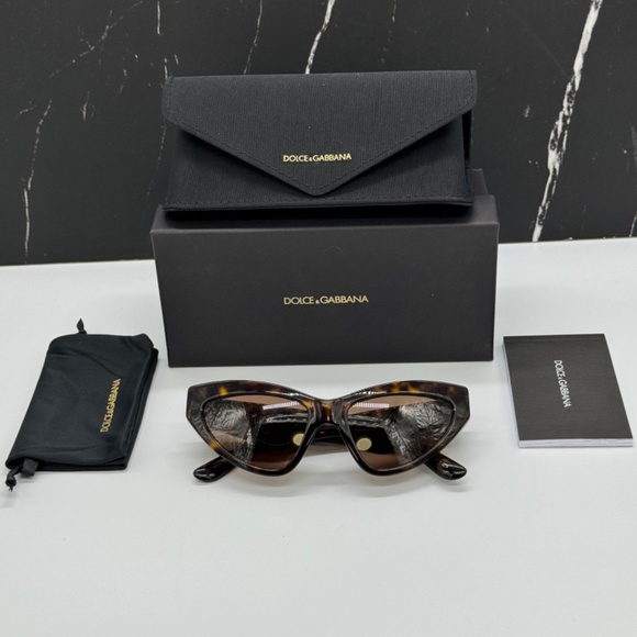 NEW DOLCE&GABBANA DG4439 502/73 WOMEN SUNGLASSES DG4439 50273 BROWN CAT EYE - Picture 12 of 12